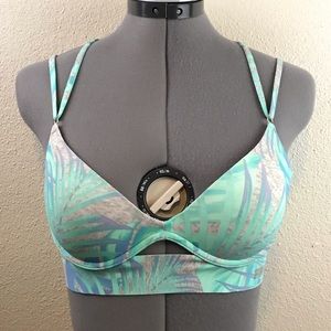 VS PINK Wired Seamless Push-Up Tropical Leaf Bra S